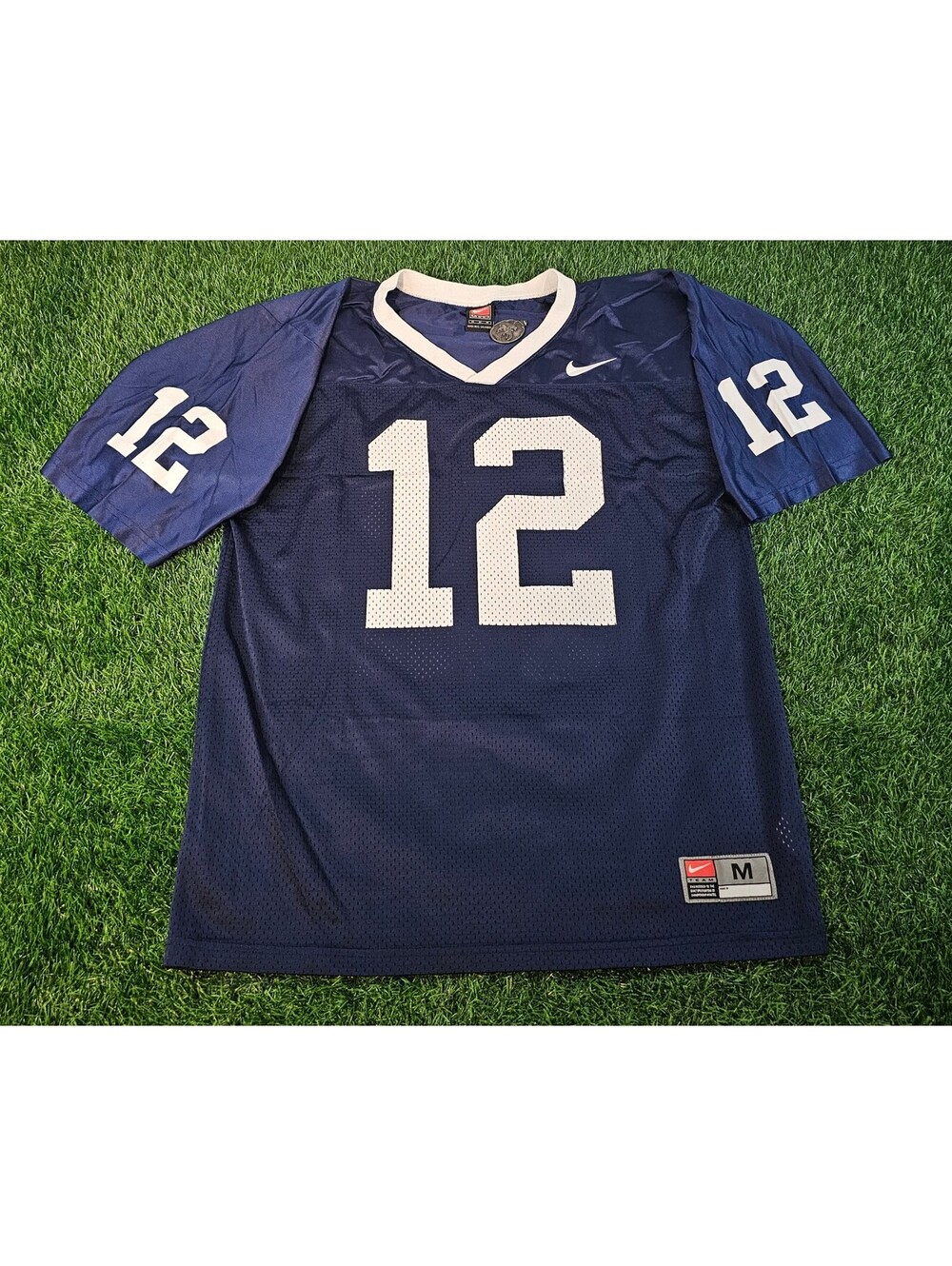 2000s Penn State Nike Team Blue Mesh Football Jersey #12 Medium